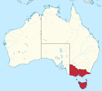 Location of Victoria in Australia.