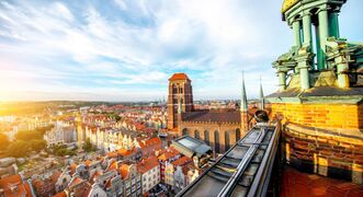 The skyline of Gdańsk in Pomerelia.