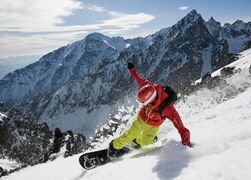 Snowboarding in the High Tatras of southern Poland.