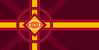 The flag of the Tessian Hegemony, the primary nation in the timeline of An Aerlon's Day. It is a highly advanced and aggressively expansionist space empire with a far-left, communist-type economy.