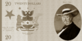 Obverse view of the twenty dollar featuring John Sutter