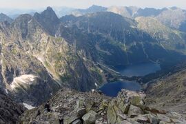 View from the peak of Mount Rysy, Poland-Lithuania's highest point.